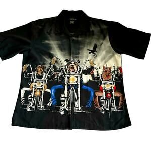 No Boundaries men’s size medium button down, short sleeve shirt. Dogs and Hogs